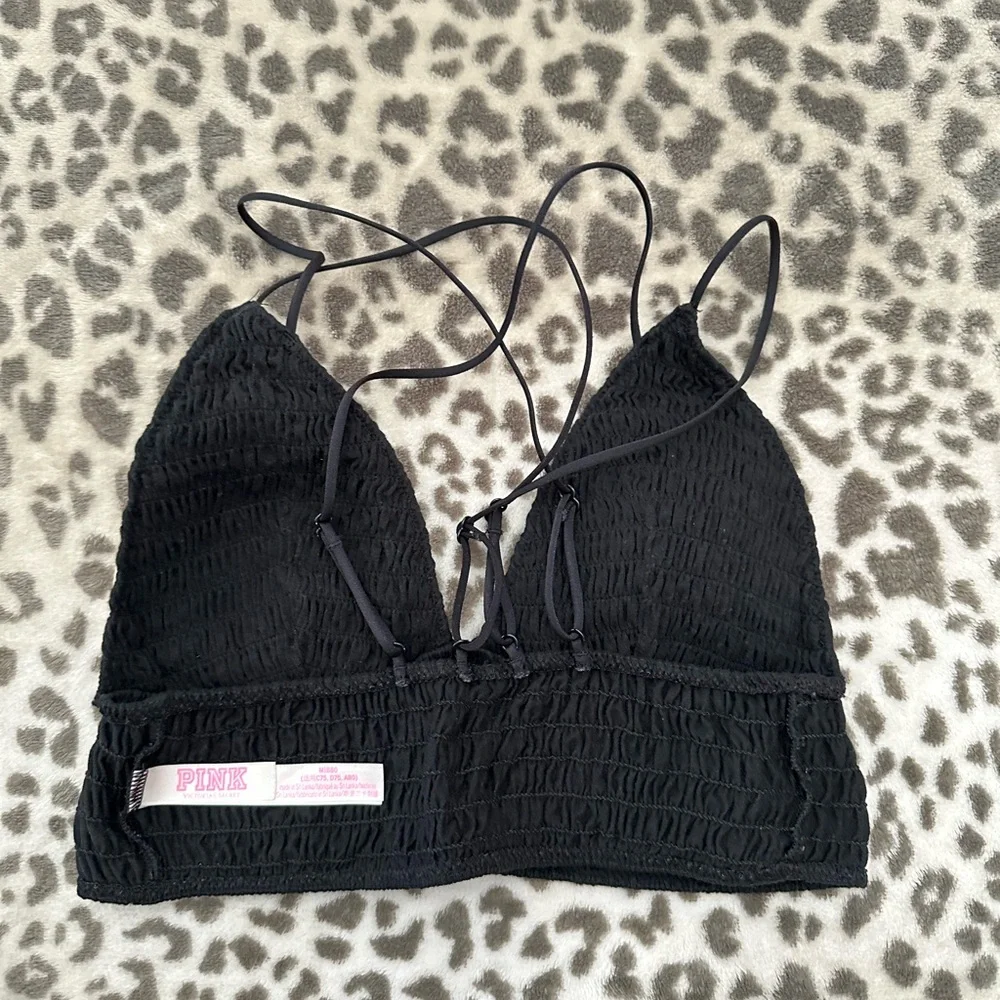 PINK Victoria’s Secret Smocked Bralette in Black Size Medium Women’s - Picture 9 of 17